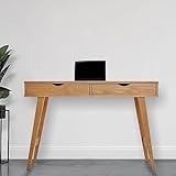 Le bureau est fabriqué en pin massif, lasuré de couleur brun. La madrure du bois reste visible.