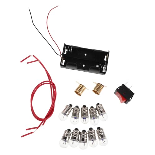 OFFSCH Kit de 4 circuitos eléctricos científicos para niños con portalámparas pequeño, Interruptor, Caja de batería y minibombilla. Kit de experimentos eléctricos para el Aula.