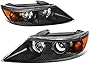 ‎DNA MOTORING HL-OH-KIASO11-BK-AM Pair of OE Style Black Housing Amber Reflector Headlights Compatible with 2011-2013 Sorento