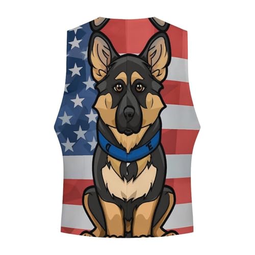 Police Dog Blue Line American Flag Men's Suit Vest Waistcoat Vests Formal Dress with 2 Pockets for Business Casual Tuxedo4