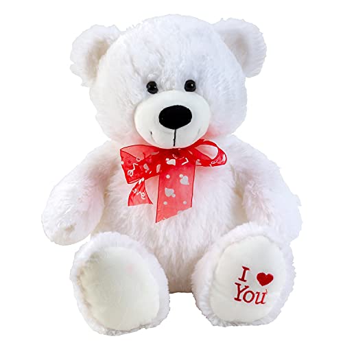 Geschenkestadl Teddybär 50 cm Weiß Schleife I Love You Stickerei Kuschelbär...
