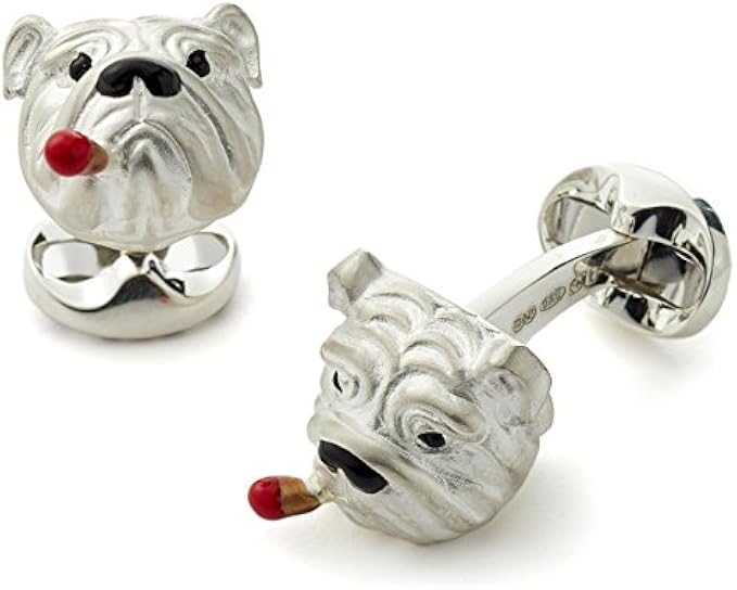 Deakin and Francis Sterling Silver Bulldog Cigar Cufflinks, Silver