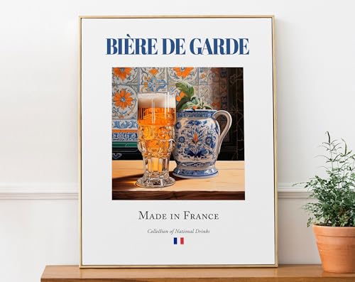 Bière De Garde On Maiolica Tile Traditional French Beverage Drink Print Poster Kitchen And Bar Wall Art Unframe 177