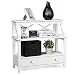 Giantex 3 Tier Console Table with a Large Drawer, Sofa Side Table with Storage Shelves, Entryway Hall Table Furniture, Display Rack Stand for Living Room Bedroom Study, Easy Assembly (White)