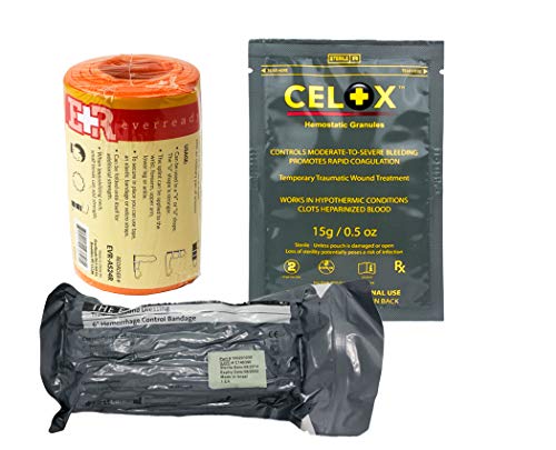 Ever Ready First Aid Combo Pack With Israeli Bandage, Celox Hemostatic Granules And Universal Aluminum Splint #TOP23