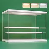NONEMEY Vitrine pour Collection en Acrylique Transparente avec Éclairage LED Tricolore – Présentoir Anti-Poussière 2/3/4/5/6 Niveaux pour Figurines et Lego (Blanc, 3 Niveaux-31.5x18x23 cm)