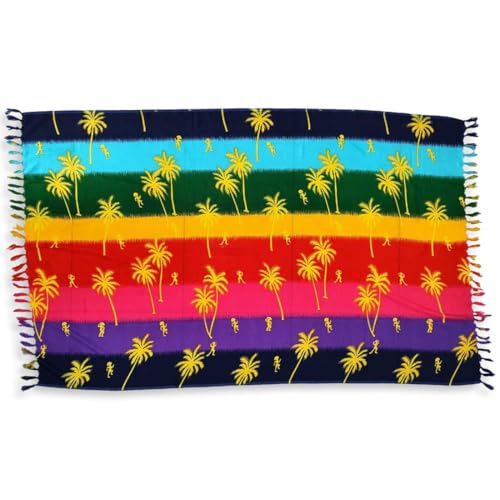Canga Retangular Saída de Praia Poliéster coqueiro Listrado (BR, Alfa, Único, Regular, Colorido)