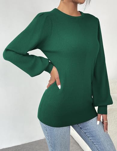 Image of Zeagoo Womens Sweaters Fall 2026 Dressy Casual Long Sleeve Shirts Ribbed Knit Winter Outfits Puff Pullover Jumper Tops