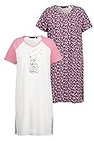 Ulla Popken Bigshirts, 2er-Pack, Punkte, Rundhals, Halbarm, Camisones Mujer, 46/48