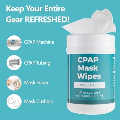 CPAP Mask Wipe 160 Count Moist Cleaning Wipes Unscented Cleaner for Full Face, Nasal Masks and Devices CPAP Cleaning Supplies