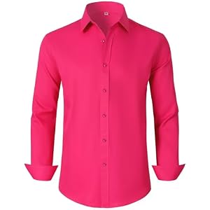 Men's Dress Shirts Regular Fit Solid Long Sleeve Formal Shirt Business Casual Button Down Shirts