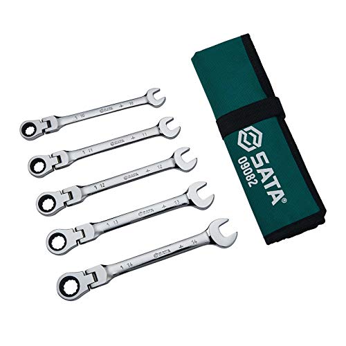 Sata 5-Piece 12 Pt. Flex-Head Ratcheting Wrench Set, Metric - St09082Sj #TOP5