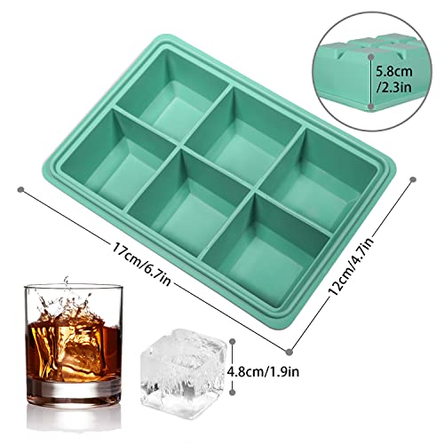 LessMo 3 Pezzi Vassoio per Cubetti di Ghiaccio, 18 Griglie, Grande Stampi per Ghiaccio in Silicone con Coperchio, Certificato LFGB, senza BPA, per Alimenti per Bambini, Cocktail, Whisky - immagine 3