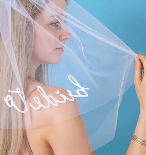 Schleier Braut Kurz, Brautschleier Weißer Hochzeitsschleier aus Premium Polyester, Wiederverwendbarer Brautschleier für Junggesellinnenabschied und Trauung Komfortabler Sitz