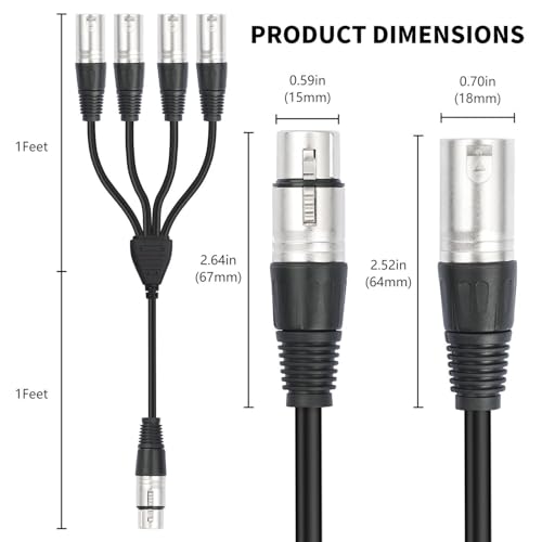 Cable separador para altavoz activo adaptador de 1 hembra a 4 machos para sonido en eventos 5