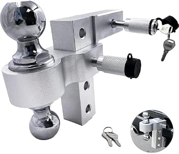 HTTMT- 2" Trailer Receiver Truck RV 6" Drop Adjustable Aluminum Tow Ball Hitch w/Lock Key [P/N ET-CAR-FIX009-SR]
