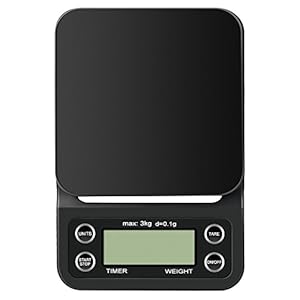 Anpress digitale koffieweegschaal met timer, multifunctionele elektrische 3000 g 0,01 oz / 0,1 g, sieradenweegschaal met verlicht LCD-gat in de hanger (batterijen NIET inbegrepen)