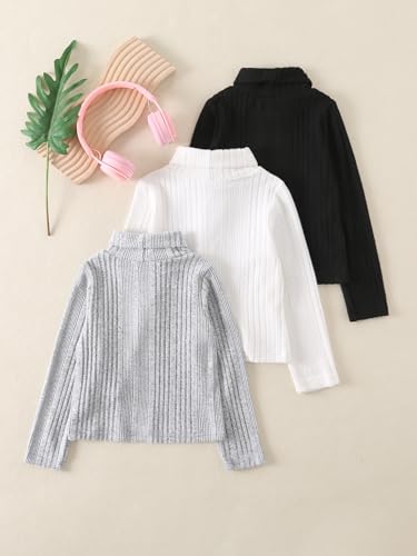 Girl's Sweater Long Sleeve Turtleneck Kids Fashion Ribbed Knit Pullover Sweater Fall Winter Clothes 4-12Years2