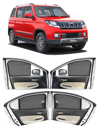 Image of Autofact Car Sunshades for Mahindra TUV 300, UV Protection, Useful Car Accessories, Custom fit Sun Shades for Side Windows, Set of 6