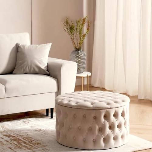 Repose-pieds avec rangement salon table basse ronde et pouf entrée - 3
