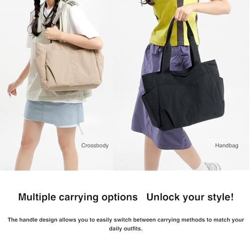 Bolso Tote de Nylon para Mujer con Cierre y Correa de Hombro miniatura 3