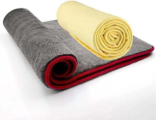 NICEASY 36"X24" Super Thick 1200GSM Pro Microfiber Car Wash Drying Towel Over 1.2 lbs,Over 1 Gallon Water Soakage,Yellow Chamois Cloth, Сar Shammy Towel 26" x 17" Super Absorbent Chamois Cloth