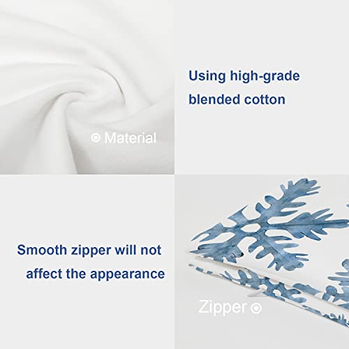 Batmerry Set Of 2 Merry Christmas Decorative Pillow Covers 18X18 Inch,Blue Snow Winter With Snowflakes Falling White Crystal Double Sided Throw Pillow Covers Sofa Cushion Cover #TOP3