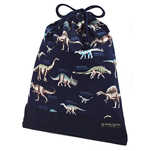 カラフルキャンディスタイル 巾着 巾着袋 大 子供 男の子 巾着 大 体操服袋 恐竜ミュージアム N3382800 ネイビー