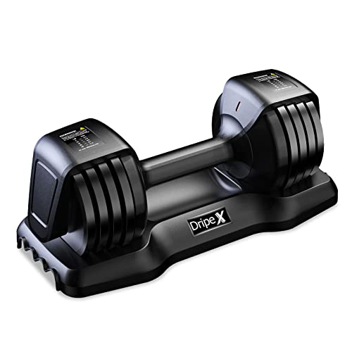 Dripex Adjustable Dumbbells Free Weights 25 lbs,20 lbs,15 lbs,10 lbs,5 lbs - Stylish Weights Dumbbells,Fast Adjustable Single Dial Dumbbell with Anti-Slip Handle & Tray for Home Gym Workout.