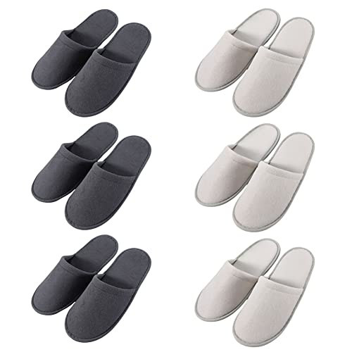 Teceyfeet 6 Paar Unisex Gästehausschuhe Filzpantoffeln Hausschuhe Set, Hotelslipper Einwegslipper Spa Filzpantoffeln für für Spa, Gäste, Reisen, Hotel Cover