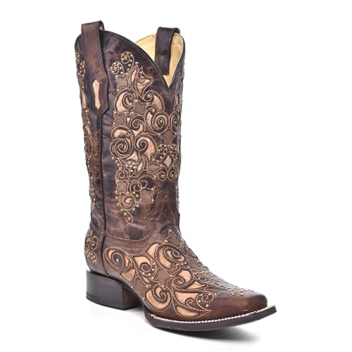 CORRAL Women's Inlay and Stud Accents Boot Square Toe