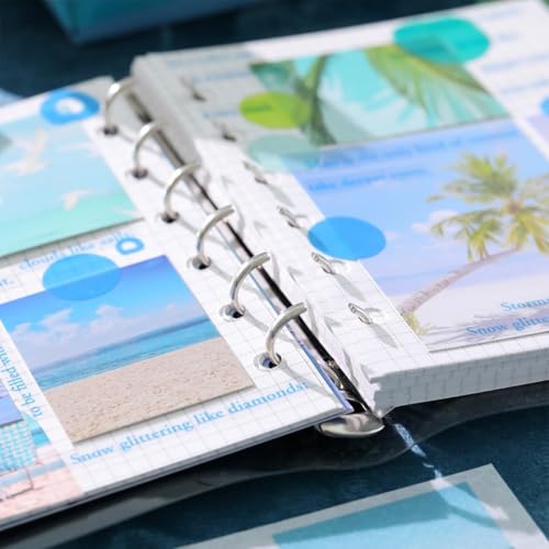 Image of VOTDOT (346Pcs) Paper Junk Journal & Scrapbook Kit, Scrapbooking Supplies Kit with Creative Decor Journaling Supplies, Stationery, Stickers, A6 Grid Notebook with Graph Ruled Page Gift for Girl (Blue Sky)