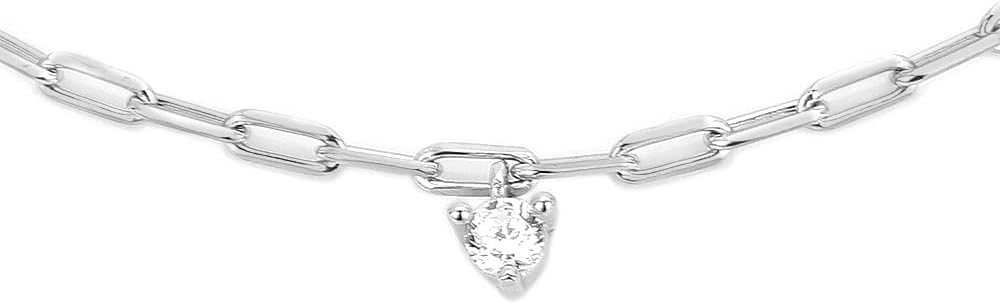 Vanbelle Sterling Silver Jewelry Cubic Zirconia Stone Studded Tiny Dangling Anklet with Rhodium Plating for Women