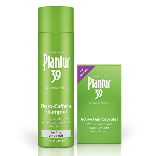 Plantur 39 Caffeine Shampoo and Active Hair Capsules Set | For Fine and Brittle Hair | Prevents and Reduces Hair Loss | Support Hair Growth and Hair Thickening | 250ml Shampoo | 60 Capsules
