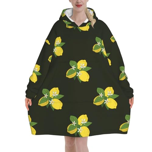 Sweat couverture original motif citron et lys, cadeau cocooning