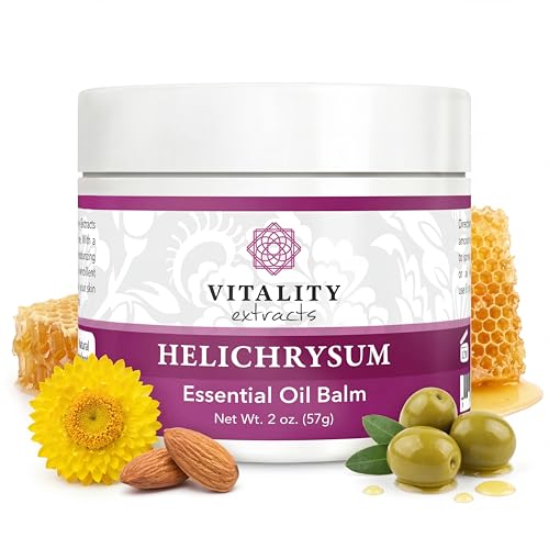Vitality Extracts Helichrysum Balm - 2oz Helichrysum Gymnocephalum Beeswax Almond Oil Ultra-Moisturizing Skin Healing Full Body Hydration