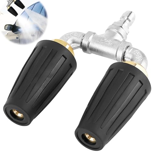 High Pressure Washer Rotating Dual Turbo Nozzle 4000PSI 0.35 1.8GPM Rotating Spray Turbo Nozzle with 1/4 Quick Connect Rotating Turbo Nozzle for Car & Outdoor Garden Roof Path