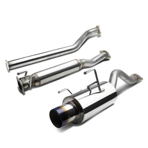 4 Inches Burnt Muffler Tip Catback Exhaust System Compatible with Acura RSX Base Model 02-06, Stainless Steel