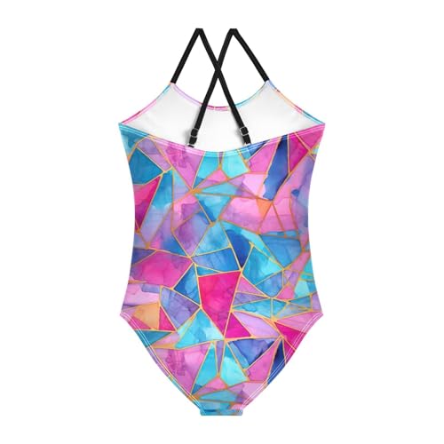 Pink Blue Diamond Girls One Piece Swimsuit Beach Swimwear 208493082