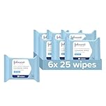 Johnson's Face Care Makeup Moisturising Wipes, Pack of 6 x 25 Wipes