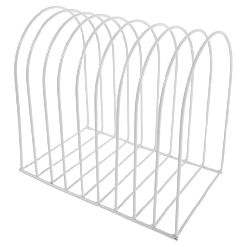 SHINEOFI Organizador de Escritorio Metálico con Secciones Verticales Estante de Hierro Resistente para Libros y Archivos Soporte para Carpetas y Documentos Espacio Oficina y Hogar