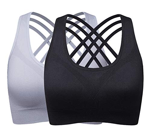 Hiking Gril Women's Cross Back Sports Bra Comfort Medium Support Yoga Bras HHui M