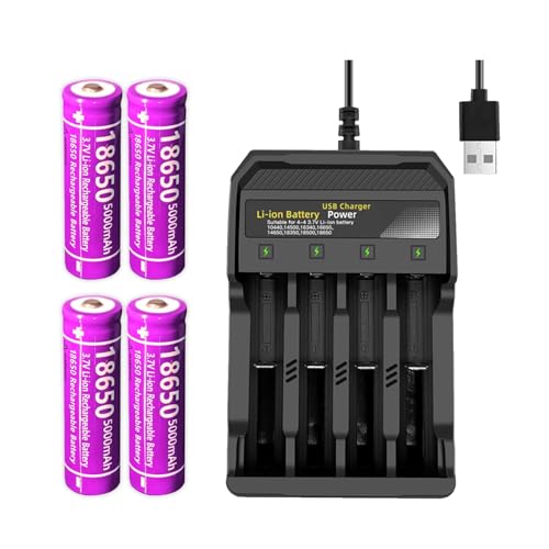 4P?ac?k? 1?8?6?50 Rechargeable Batter?y W?i?th 1?86?50 Batter?y Rechargeable Charger,Universal Charger for Rechargeable Battery 3.7V Li-ion Batteries 1?865?0 1450?0 1044?0