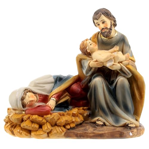 Holyart Crèches résine et Tissu: Nativité Vierge endormie résine Peinte Main 10x15x10 cm
