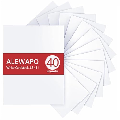 ALEWAPO White Cardstock 8.5 x 11 Thick Paper, 40 Sheets, ThickPaper 65 LB/180 GSM