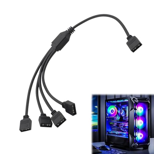 KARELLS Cable divisor ARGB, 5 V, 3 Pines, ARGB Fan Hub, Adaptador para Computadora 5V 3PIN ARGB, Enchufe a 3 Enchufes, 30 cm, para enfriador de CPU y ventilador ARGB de 5 V
