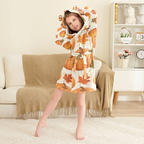 GuoChe Autumn Leaf Halloween Hooded Robe Kids Robes For Girls Size 6-74