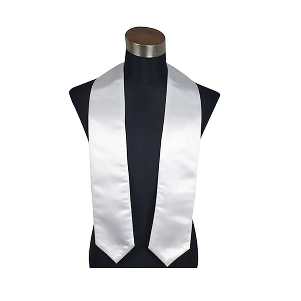 UUYYEO 70 Inch White Unisex Adult Graduation Stole Plain Graduation Honor Stole
