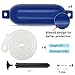 VEITHI Boat Fenders 4 Pack, Ribbed Twin Eyes Vinyl Boat Fenders Bumpers, Boat Bumpers for Docking Come with Ropes Needles and Pump to Inflate, Small Bumpers of Boats 4.5 x 16 inch Navy