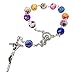 Talisman4U Catholic One Decade Rosary 8mm Round Colorful Polymer Beads Virgin Mary Centerpiece Jesus Cross Crucifix
